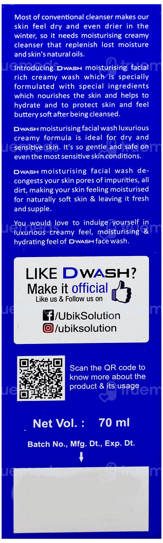 Dwash Moisturising Facial Wash 70Ml