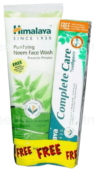 Himalaya Purifying Neem Face Wash 100Ml With Complete Care Toothpaste 40Gm Free