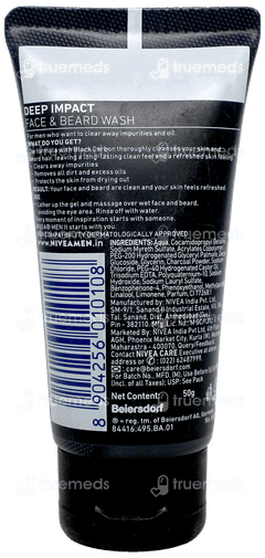 Nivea Men Deep Impact Intense Clean Face & Beard Wash 50Gm