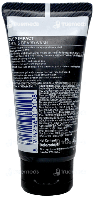 Nivea Men Deep Impact Intense Clean Face & Beard Wash 50Gm
