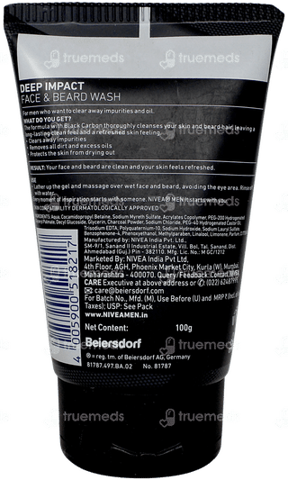 Nivea Men Deep Impact Intense Clean Face & Beard Wash 100gm