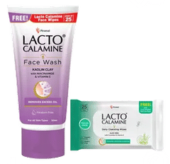 Lacto Calamine Kaolin Clay Face Wash 50Ml With 25 Face Wipes Free