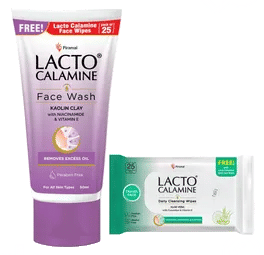 Lacto Calamine Kaolin Clay Face Wash 50Ml With 25 Face Wipes Free