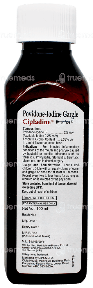 Cipladine Gargle 100Ml