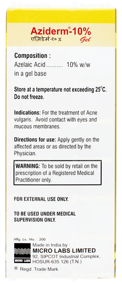 Aziderm 10% Gel 15gm