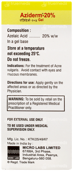 Aziderm 20% Gel 15gm Aziderm 20% Gel 15gm