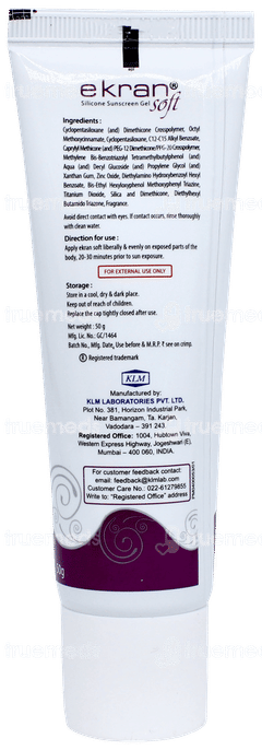Ekran Soft Spf 50+ Pa+++ Silicone Sunscreen Gel 50gm