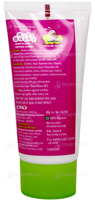 Kids Bunny Strawberry Mint Flavour Gel 80gm