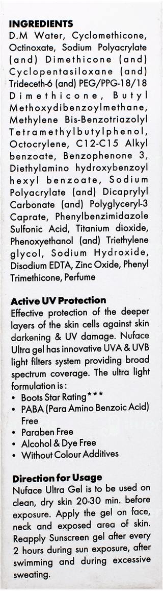 Nuface Ultra Spf40+ Pa+++ Sunscreen Gel 50Gm