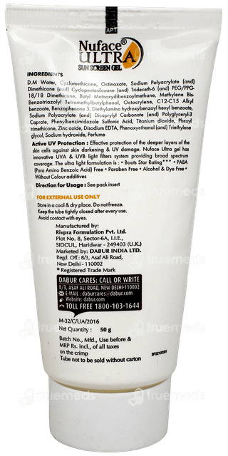 Nuface Ultra Spf40+ Pa+++ Sunscreen Gel 50Gm
