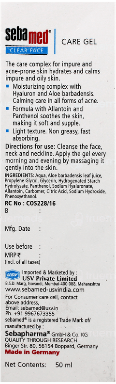 Sebamed Clear Face Care Gel 50Ml Sebamed Clear Face Care Gel 50Ml