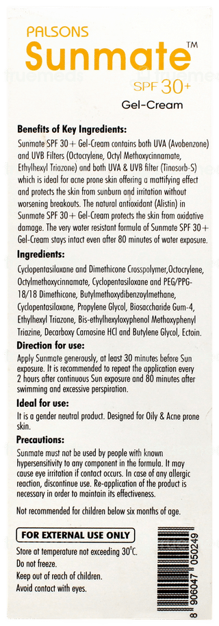 Sunmate Spf 30+ Gel Cream 50gm