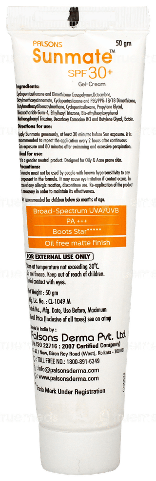 Sunmate Spf 30+ Gel Cream 50gm