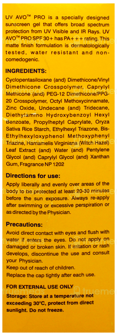 Uvavo Pro Spf 30+ Pa+++ Sunscreen Gel 50Gm