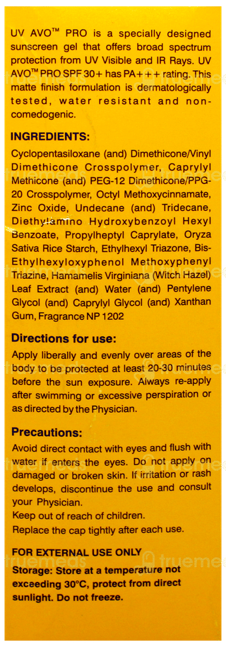 Uvavo Pro Spf 30+ Pa+++ Sunscreen Gel 50Gm