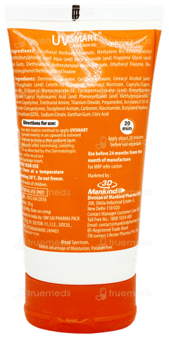 Uvsmart Spf 40+ Pa++++ Sunscreen Gel 50gm