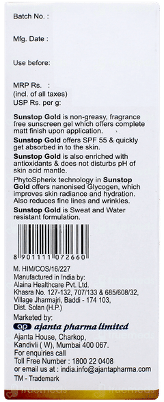 Sunstop Gold Spf 55 Pa+++ Sunscreen Gel 50gm