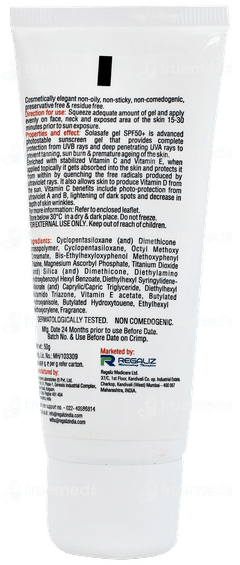 Solasafe Spf 50+ Pa+++ Sunscreen Gel 50gm