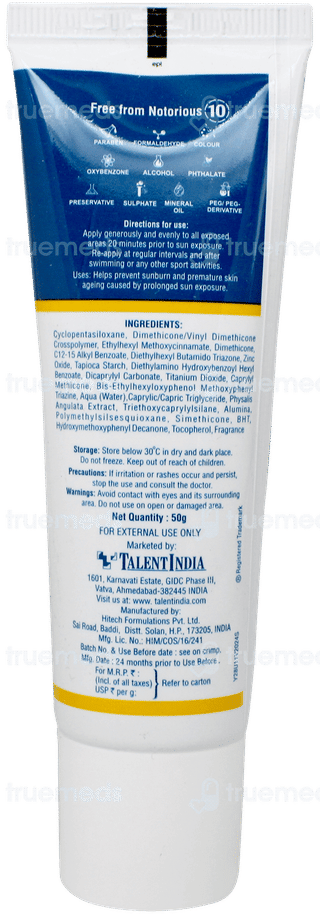 Yuvinie Soft Spf 50+ Pa+++ Silicone Sunscreen Gel 50Gm