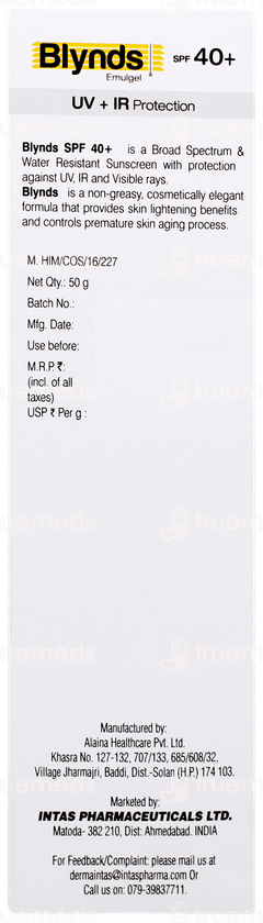 Blynds Spf 40+ Pa +++ Emulgel 50gm