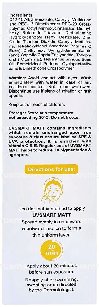 Uvsmart Matt Spf 40+ Pa++++ Sunscreen Gel 50gm