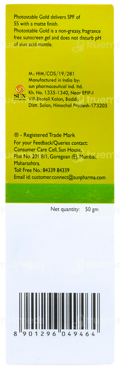 Photostable Gold Spf 55 Pa+++ Matte Finish Sunscreen Gel 50gm