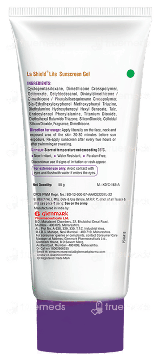 La Shield Lite Spf 50+ Pa+++ Sunscreen Gel 50Gm