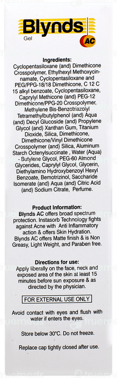 Blynds Ac Spf 30+ Pa+++ Sunscreen Gel 50gm