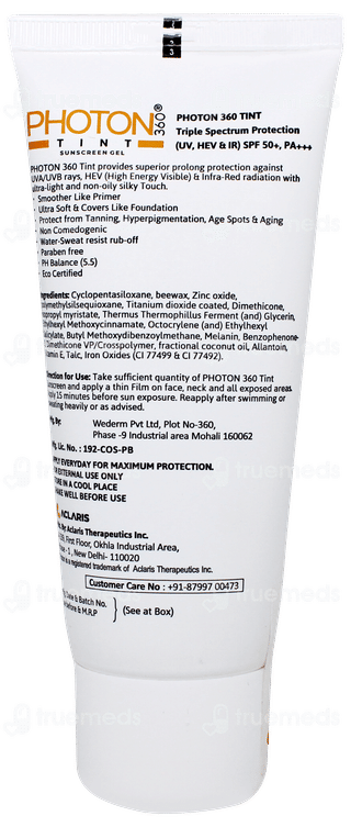 Photon 360 Tint Spf 50+ Pa+++ Sunscreen Gel 50ml
