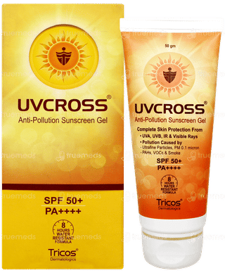 Uvcross Anti Pollution Spf 50+ Pa++++ Sunscreen Gel 50gm