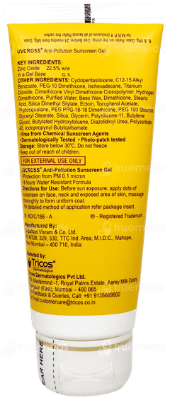 Uvcross Anti Pollution Spf 50+ Pa++++ Sunscreen Gel 50gm