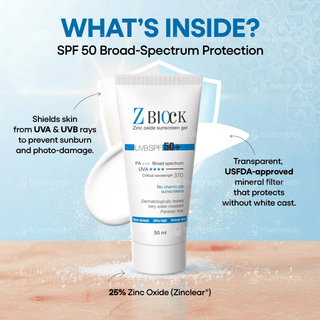 Z Block Uvb Spf 50+ Pa+++ Sunscreen Gel 50Ml