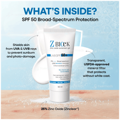 Z Block Uvb Spf 50+ Pa+++ Sunscreen Gel 50ml