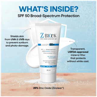 Z Block Uvb Spf 50+ Pa+++ Sunscreen Gel 50ml