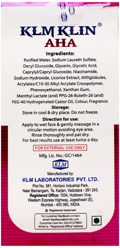 Klm Klin Aha Face Wash Gel 50Ml