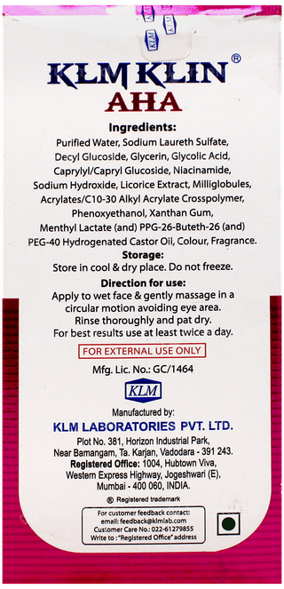 Klm Klin Aha Face Wash Gel 50Ml