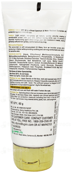 Sunhalt Gold Spf 50 Pa+++  Hydrating Sunscreen 60gm