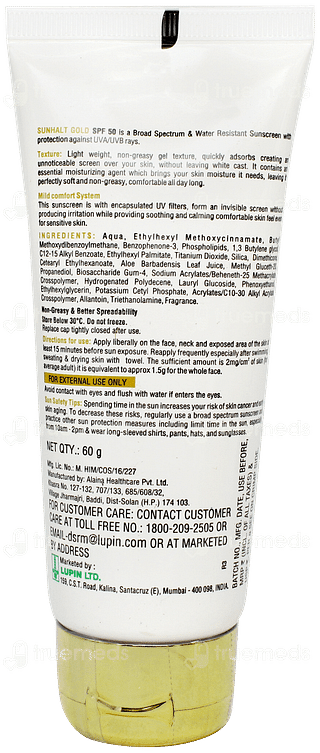 Sunhalt Gold Spf 50 Pa+++  Hydrating Sunscreen 60gm