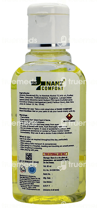 Nanz Comfort Lemon With Aloevera Hand Sanitizer Gel 60 ML