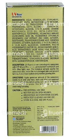 Uv Raze Spf 50 Pa++++ Sun Screen Gel 75ml