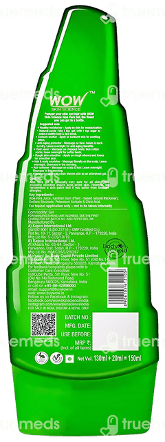 Wow Skin Science Aloe Vera Gel 130ml + 20ml Extra