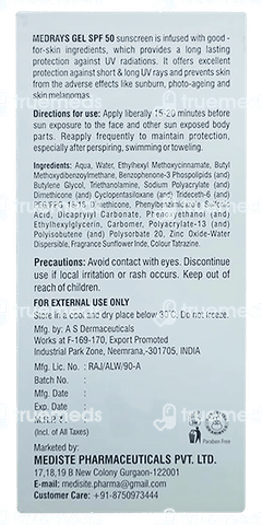 Medrays Spf 50 Sunscreen Gel 75gm