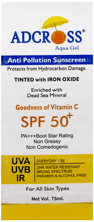 Adcross Aqua Spf 50+ Pa+++ Anti Pollution Sunscreen Gel 75Ml