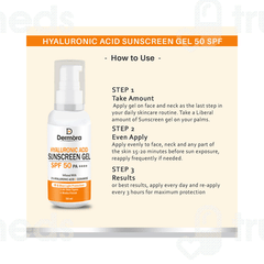 Dermora Hyaluronic Acid Sunscreen Spf 50 Pa++++ Gel 50 Ml