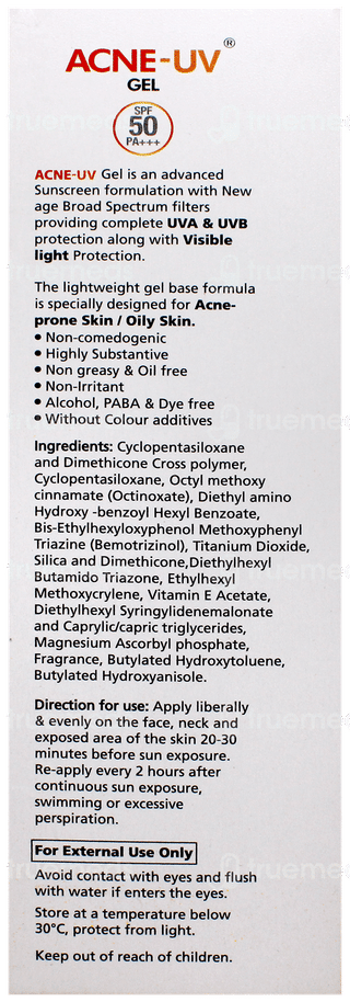 Acne Uv Spf 50 + Pa+++ Silicone Sunscreen Gel 100gm