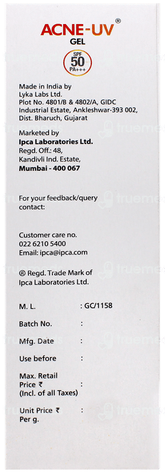 Acne Uv Spf 50 + Pa+++ Silicone Sunscreen Gel 100gm