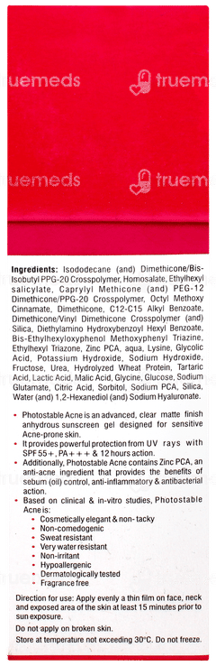 Photostable Acne Spf 55+ Pa+++ Matte Finish Sunscreen Gel 50gm