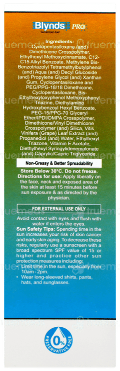 Blynds Pro Spf 80+ Pa+++ Sunscreen Gel 50gm