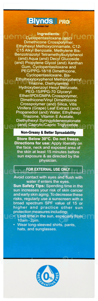 Blynds Pro Spf 80+ Pa+++ Sunscreen Gel 50gm