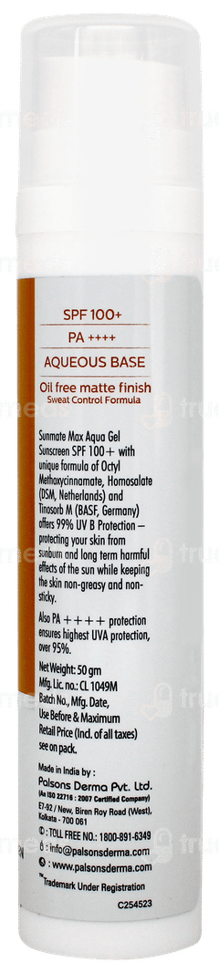 Sunmate Max Spf 100+ Sunscreen Aqua Gel 50gm